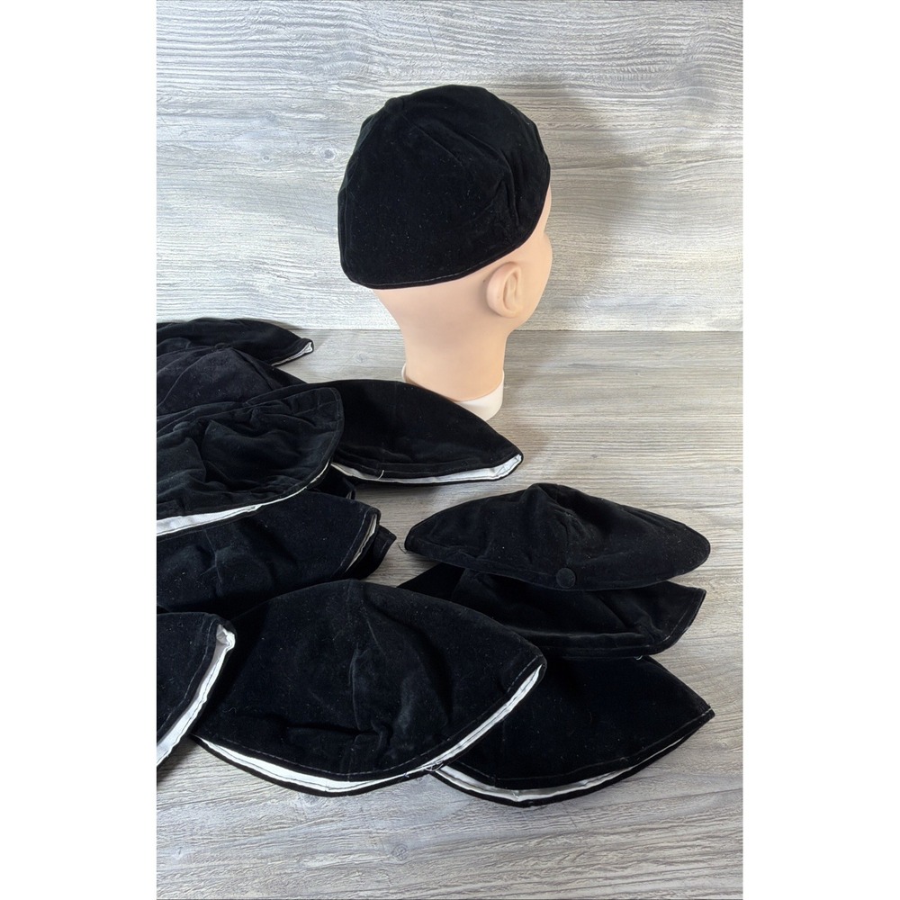 15 Lot Jewish Kippah Yarmulke Religious Head Covering Black Velvet Bar Mitzvah - Picture 2 of 4
